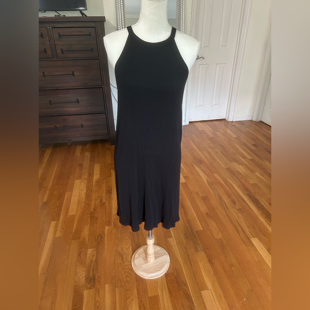 Madewell Black Knee Length Ribbed Tank Dress in Women’s Sz Small